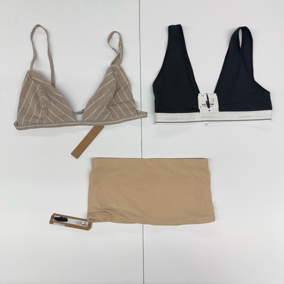 New! Set of 3 SKIMS Tan Black and Beige Bras - various
